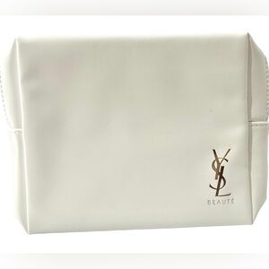Yves Saint Laurent YSL Beaute white Makeup Cosmetic Bag Travel Pouch 6.5” x 5.75